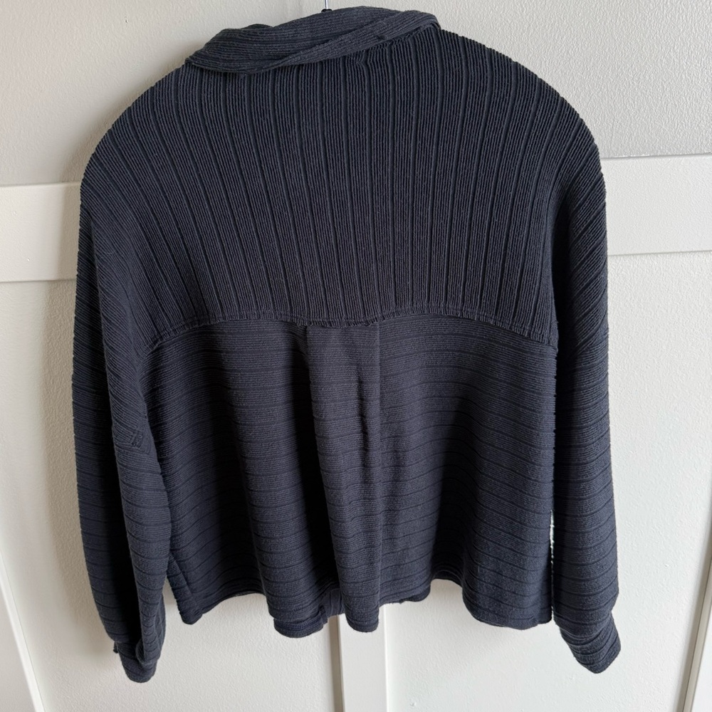 BUCKETLIST Navy Ribbed Button Jacket - Picture 3 of 4